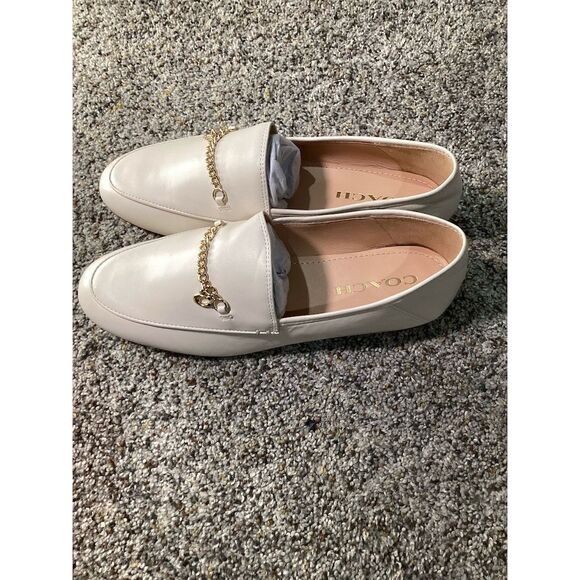 Coach Women's Hanna Leather Loafers Cream Size 7 Casual Slip On Flats - Picture 3 of 6